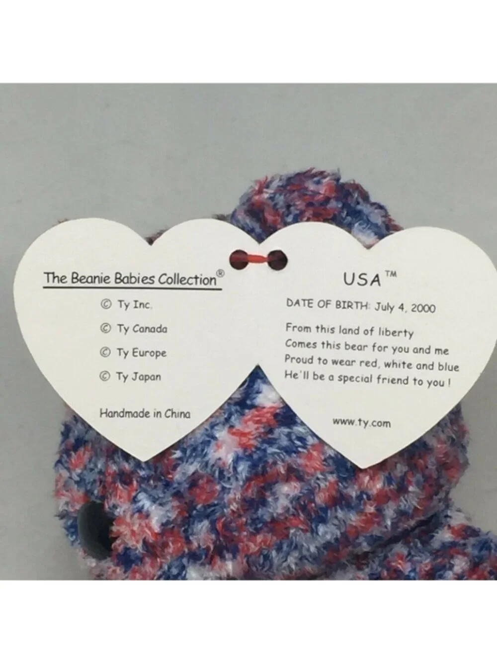 Ty Beanie Baby USA Bear Original Plush Stuffed Animal Retired W Tag July 4 2000